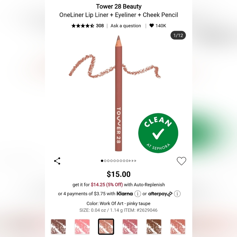 Tower 28 beauty Oneliner lip+cheek+eye pencil